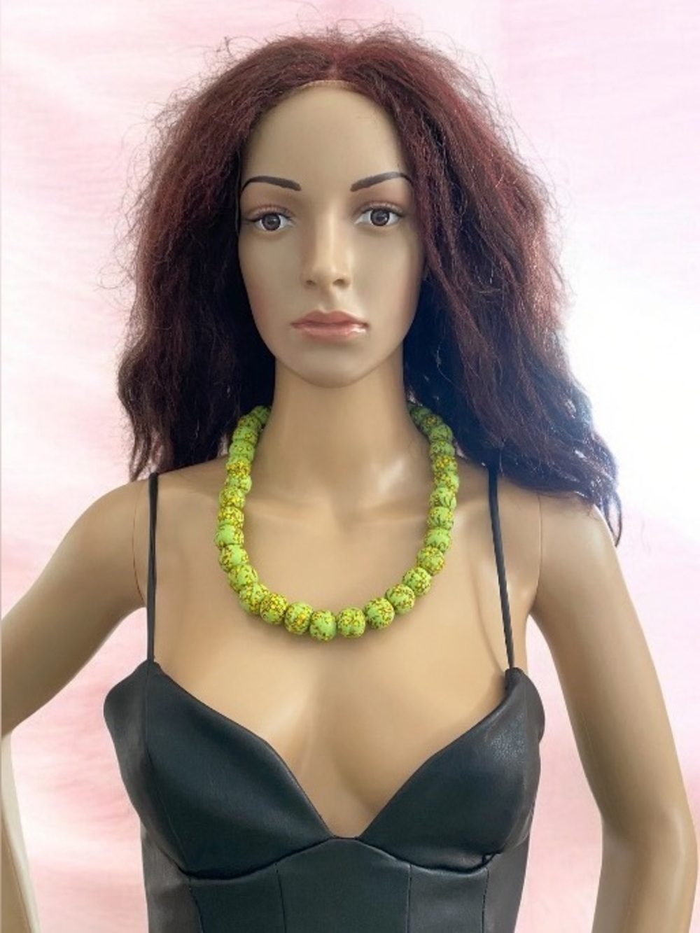 Handmade African recycled chunky glass beaded necklace